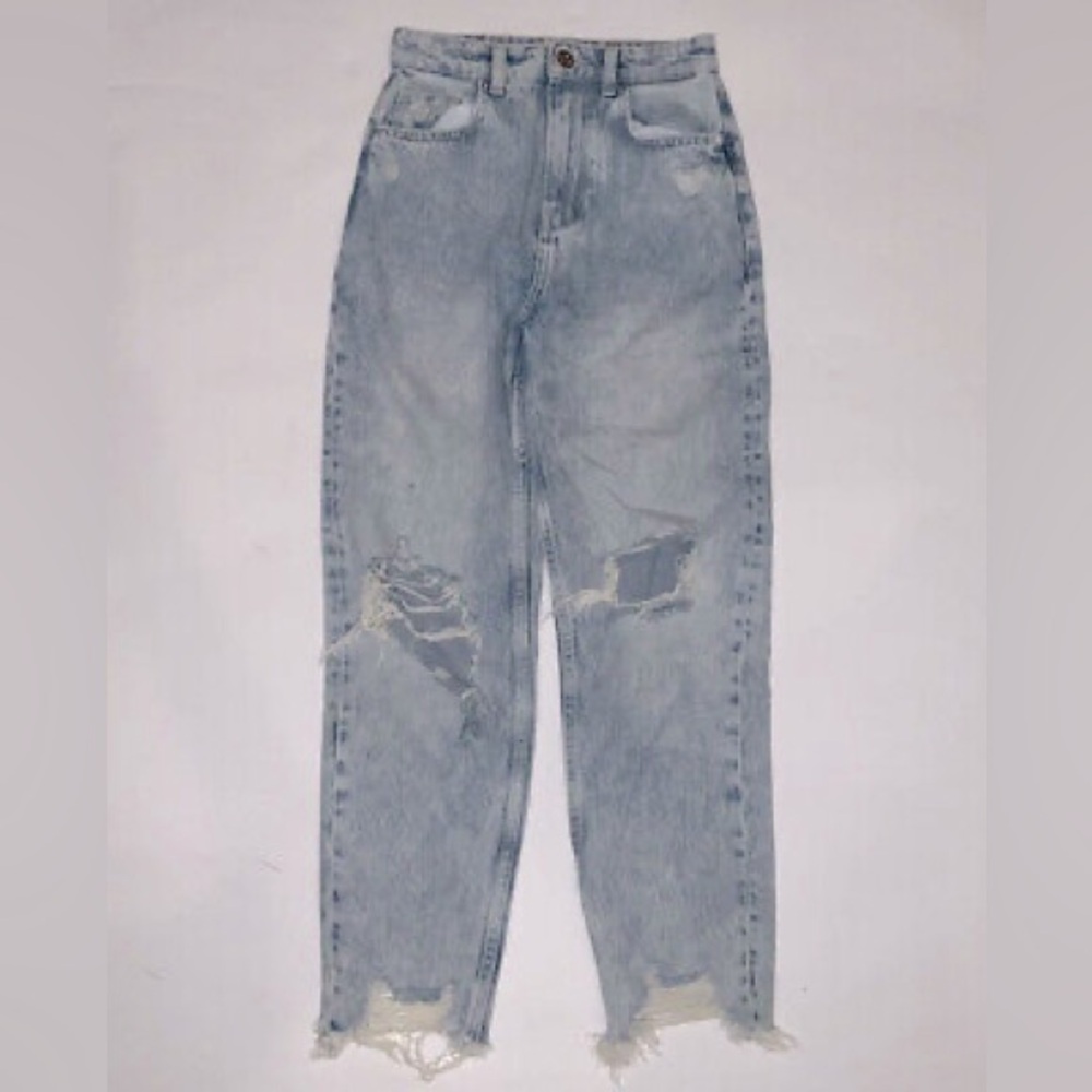 Distressed Light Wash Denim Shorts